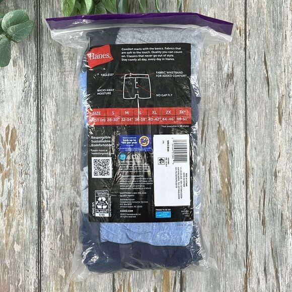 Hanes ComfortSoft Cotton Jersey Boxers Underwear Moisture-Wicking 6-Pack Size 2X - Picture 3 of 11
